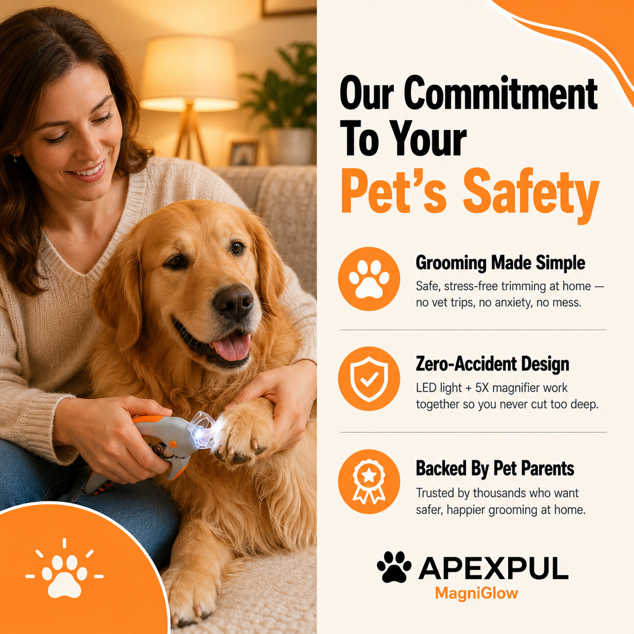 Apexpul™ MagniGlow LED Nail Clipper for Dogs & Cats