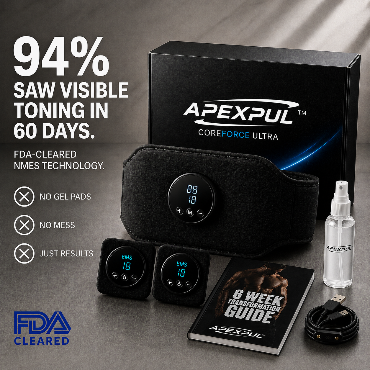 APEXPUL™ CoreForce Ultra — EMS Muscle Stimulator