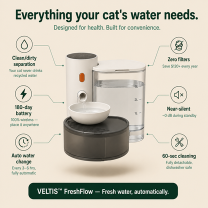 APEXPUL™ FreshFlow Self-Refill Cat Fountain