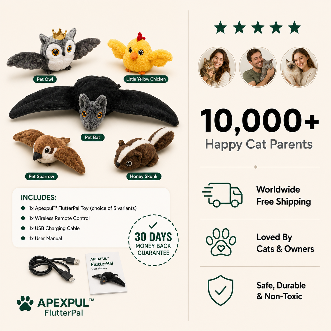APEXPUL™ FlutterPal Interactive Cat Toy