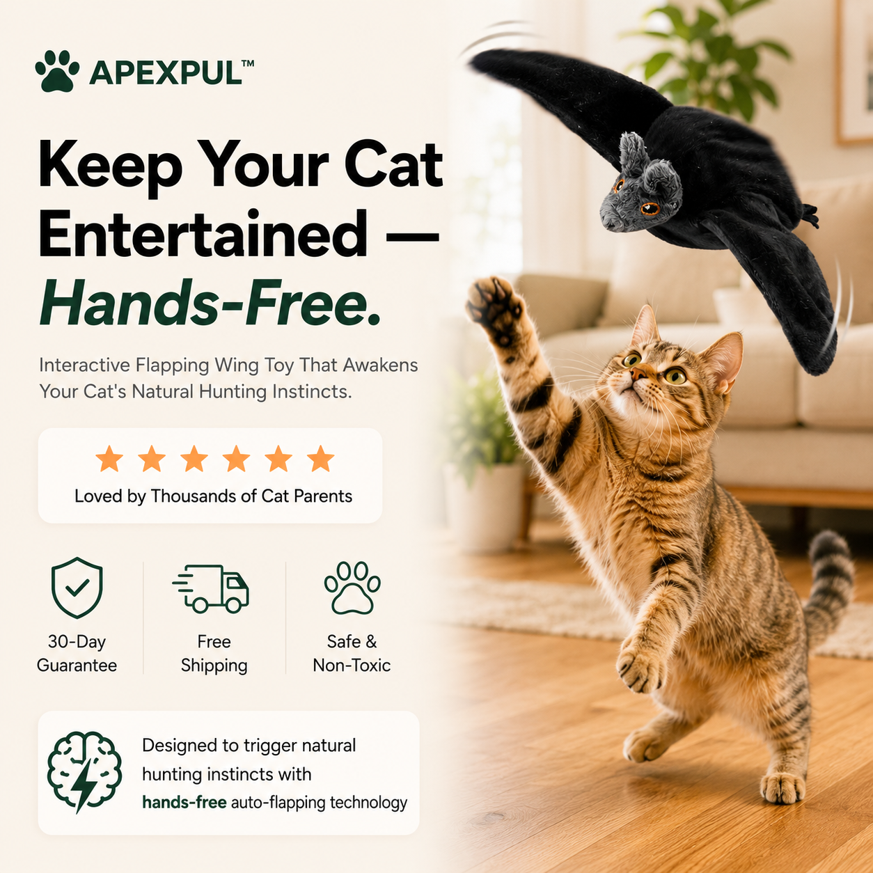 APEXPUL™ FlutterPal Interactive Cat Toy