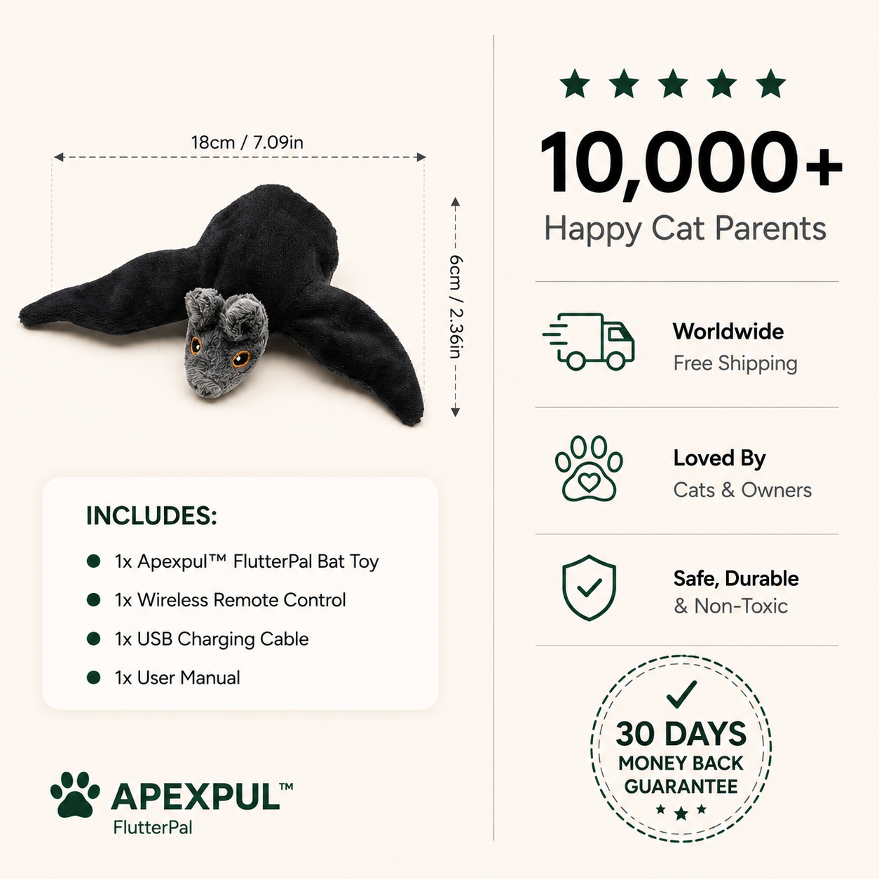 APEXPUL™ FlutterPal Interactive Cat Toy