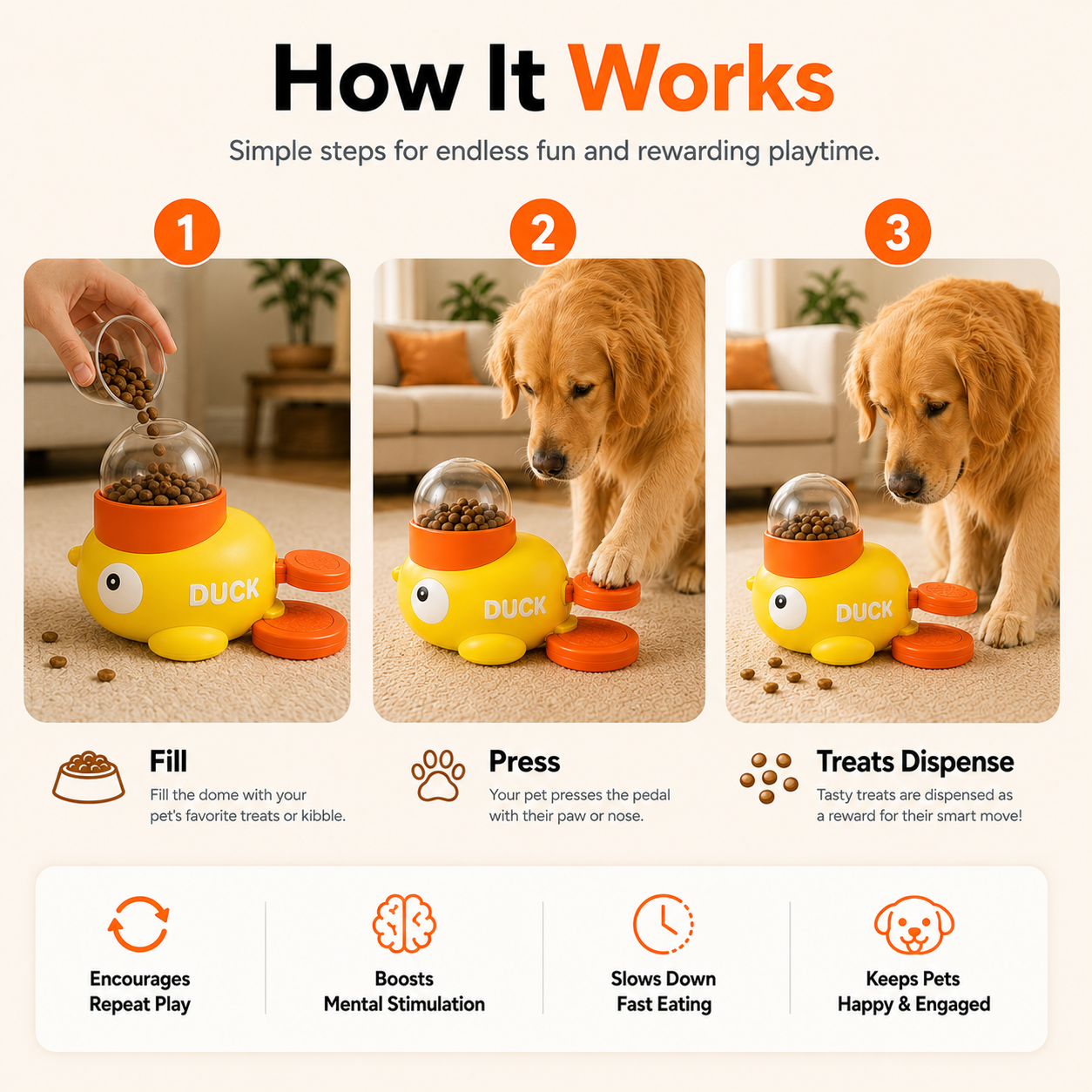 APEXPUL™ DuckGenius — 3-in-1 Treat Dispenser, Puzzle & Slow Feeder
