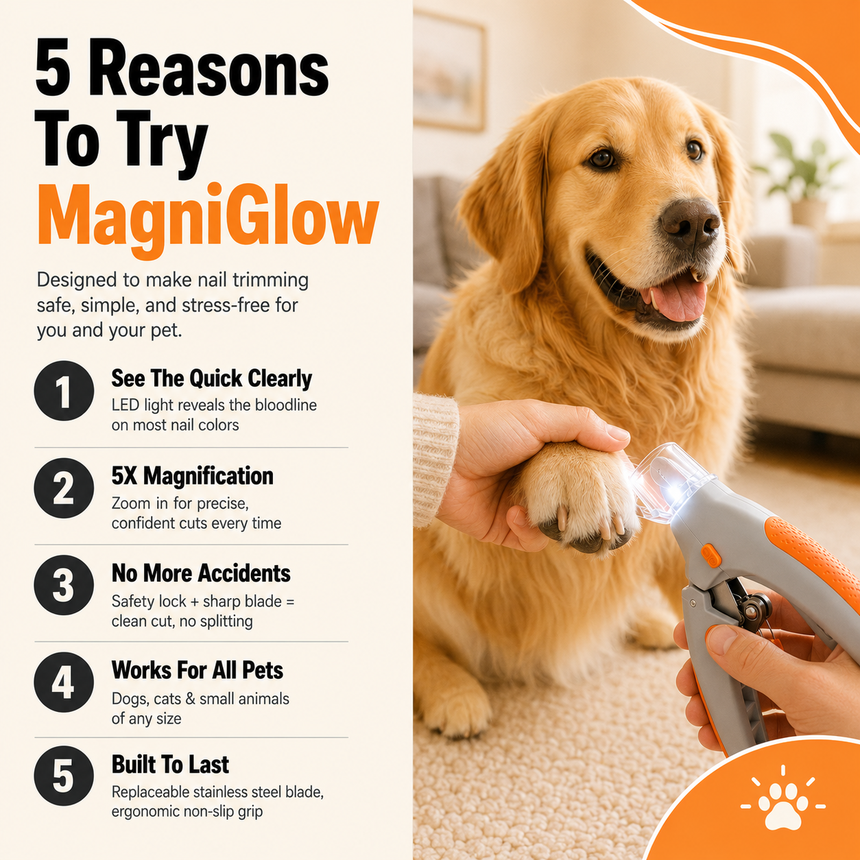 Apexpul™ MagniGlow LED Nail Clipper for Dogs & Cats