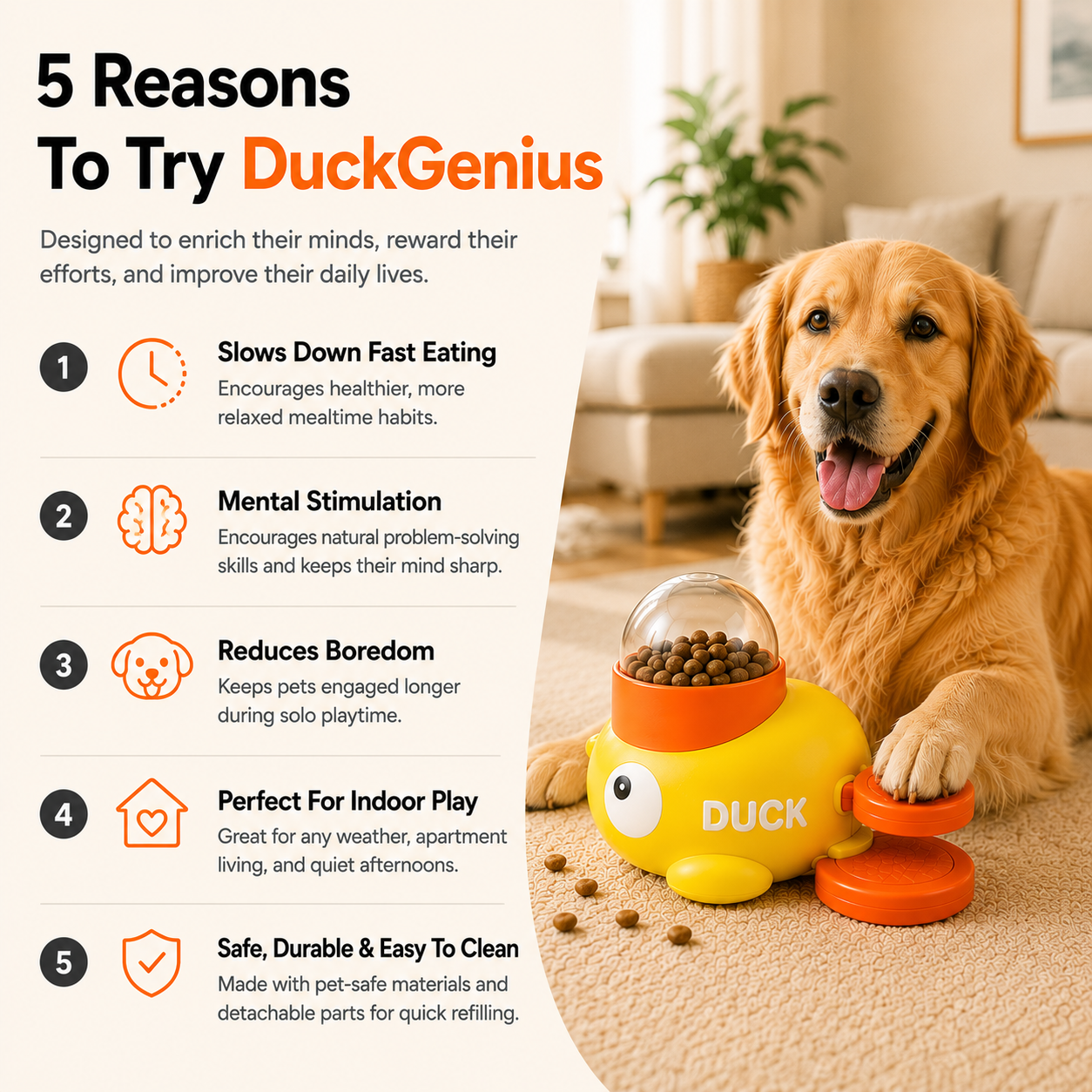 APEXPUL™ DuckGenius — 3-in-1 Treat Dispenser, Puzzle & Slow Feeder