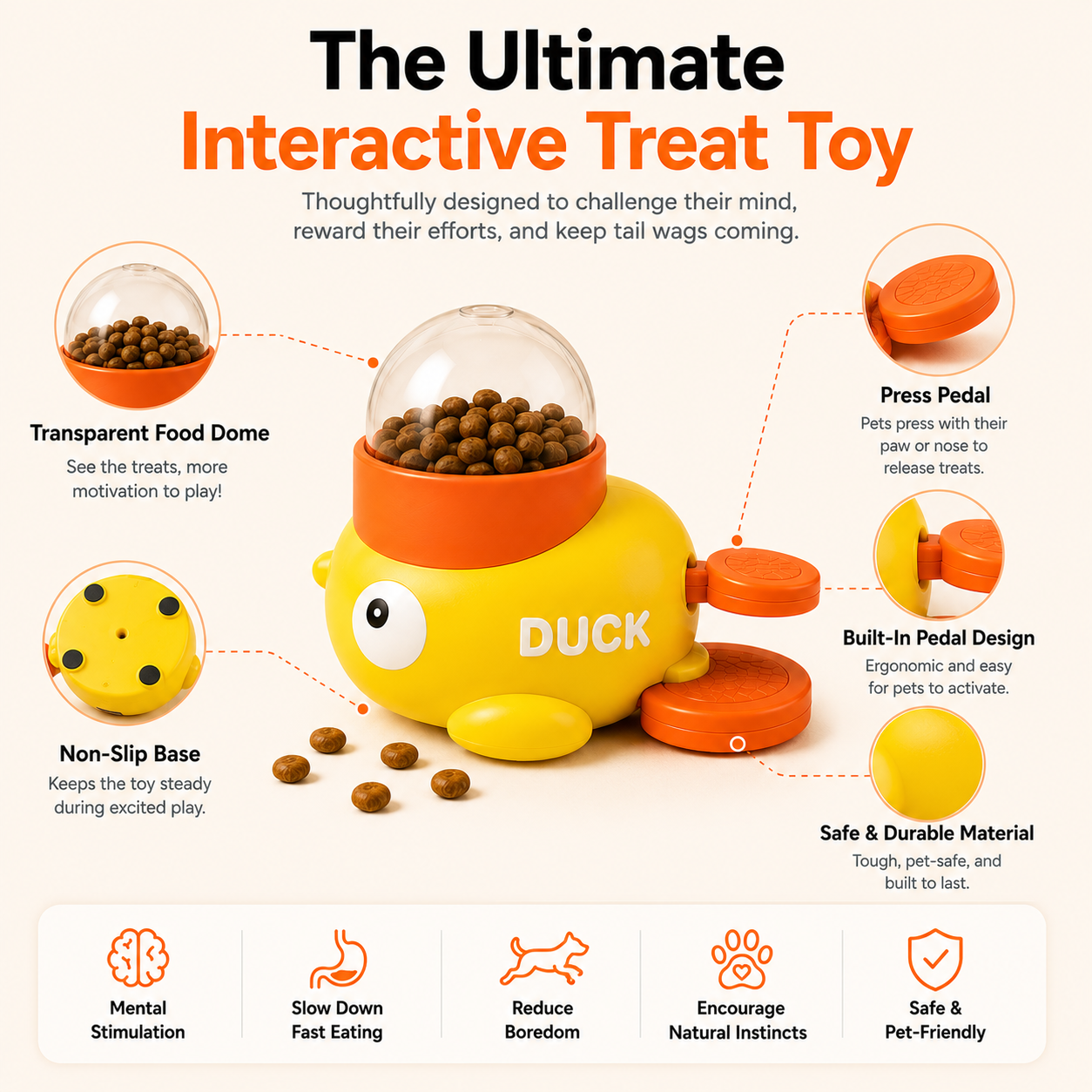 APEXPUL™ DuckGenius — 3-in-1 Treat Dispenser, Puzzle & Slow Feeder