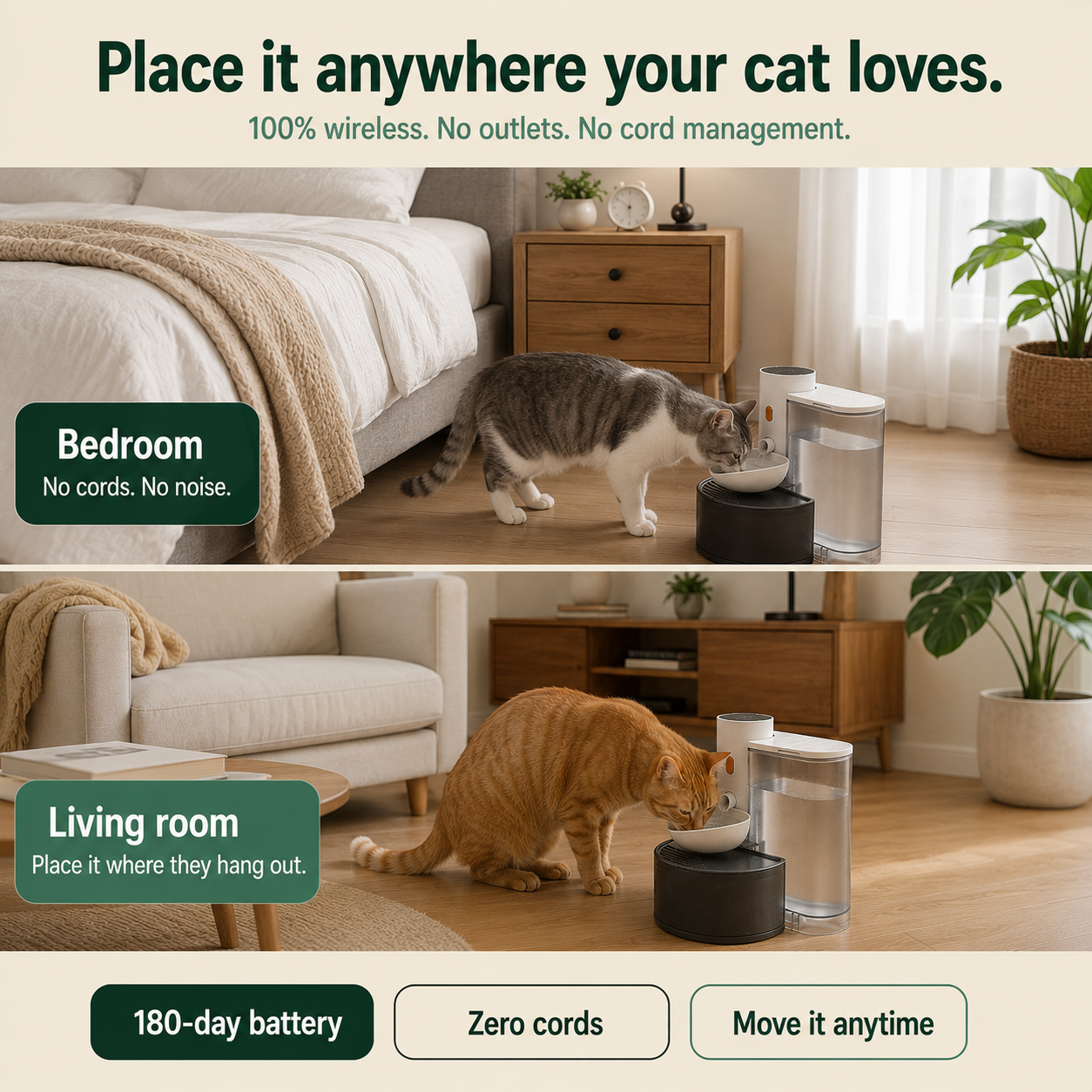 APEXPUL™ FreshFlow Self-Refill Cat Fountain