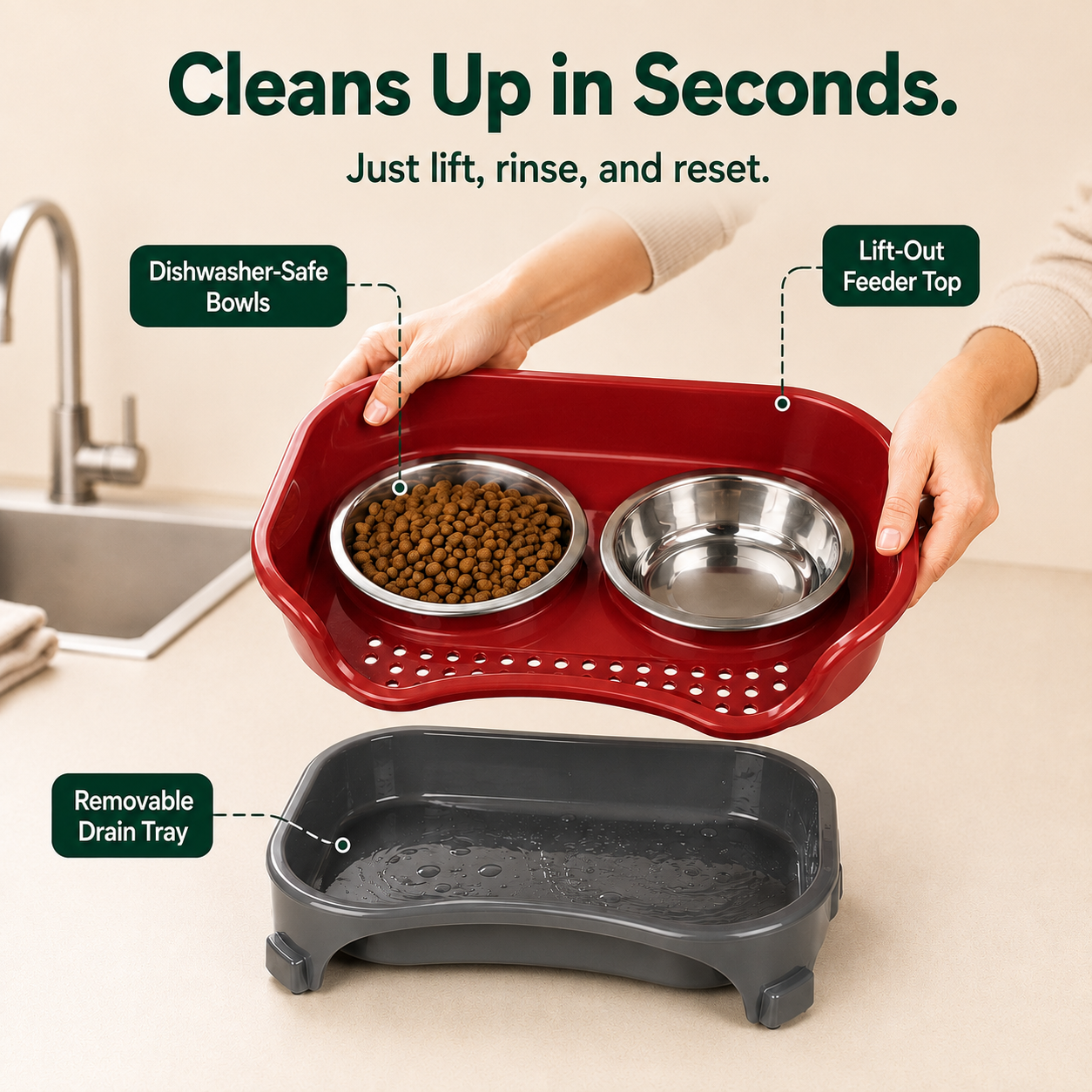 APEXPUL™ NeatGuard 2-in-1 Anti-Splash Pet Feeder